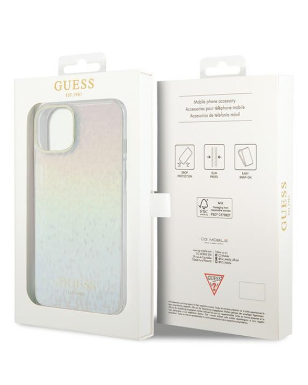 Guess IML Faceted Mirror Disco Iridescent Case Защитный Чехол для iPhone Apple 15