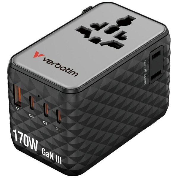 Verbatim Travel Adapter Адаптер EU / UK / US / 2x USB-A / 3x USB-C 70W