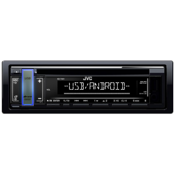 JVC KD-T401 Автомагнитола CD / USB / AUX / RADIO / RDS / 4 X 50W Черная