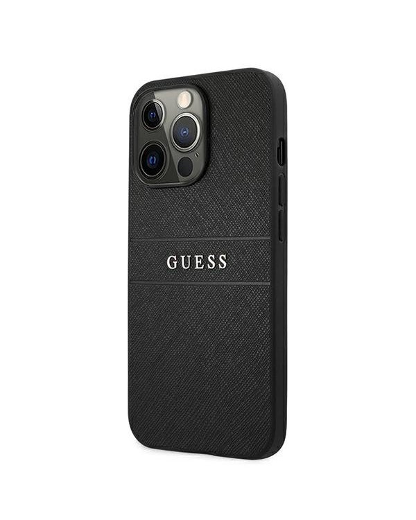 Guess GUHCP13MPSASBBK Saffiano Stripe Back Case Чехол для Apple iPhone 13 Черный