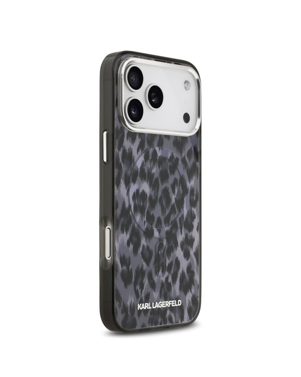 Karl Lagerfeld IML Leopard MagSafe Case Защитный чехол для iPhone 17 Pro Max / серый