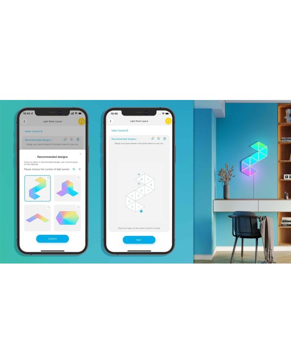 Govee B6067 Tri-Angle RGBIC LED Smart Panel Bluetooth / Wi-Fi / 10pcs