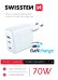 Swissten GaN зарядное устройство 2 x USB-C / USB / 70W