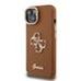 Guess PU Grained 4G Logo Stand Camera Frame Case Защитный чехол для iPhone 14 / коричневый