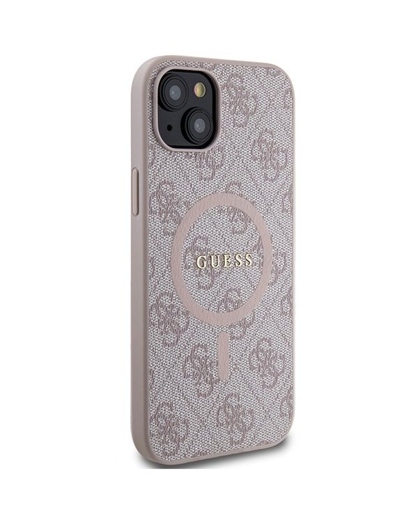 Guess 4G Collection Leather Metal Logo MagSafe Чехол для Apple iPhone 13 / 14 / 15
