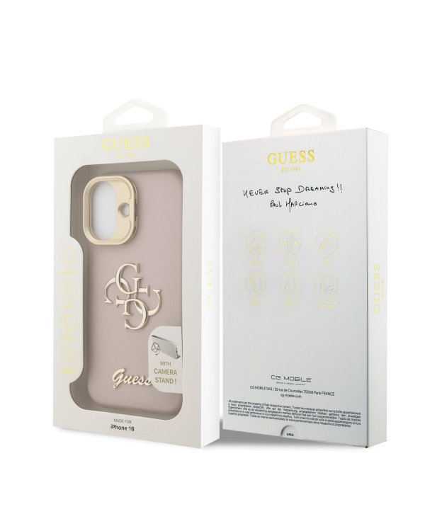 Guess PU Grained 4G Logo Stand Camera Frame Case Чехол для Apple iPhone 16