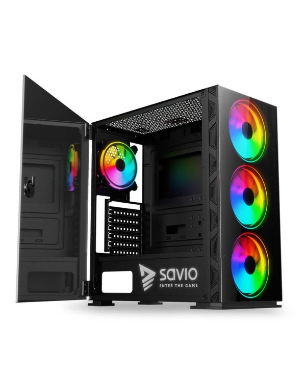 Savio Prime X1 ARGB Корпус ПК / Стекло / Черный