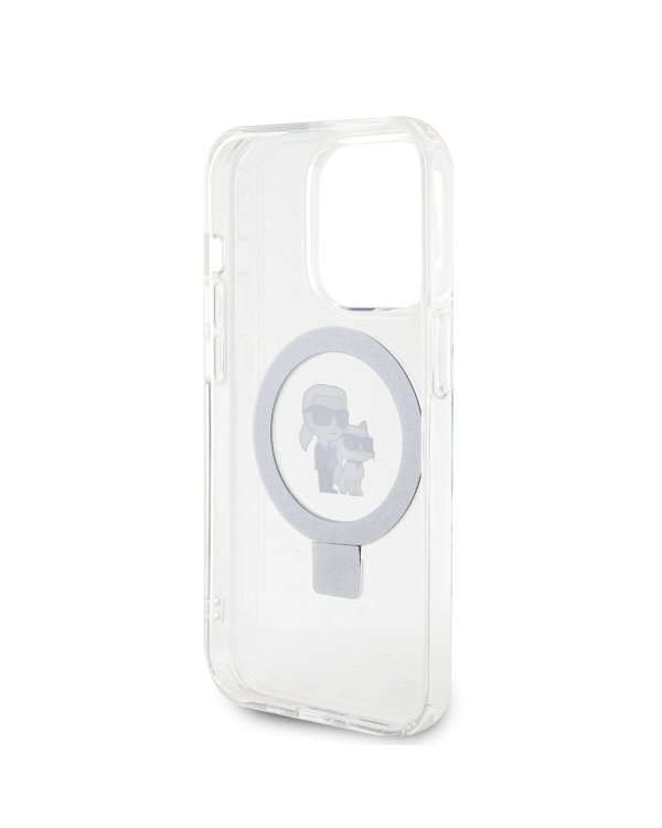 Karl Lagerfeld Ringstand Karl and Choupette MagSafe Case Защитный чехол для iPhone 15 Pro Max / белый