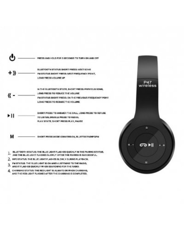 Дополнительное изображение книги «RoGer P47 Bluetooth Наушники с FM-радио черный»