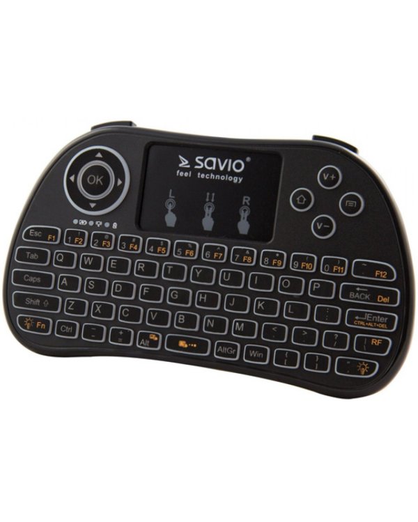 Savio KW-02 Беспроводная Клавиатура PC / PS4 / XBOX / Smart TV / Android + Тачпад Черная (С Подсветкой)