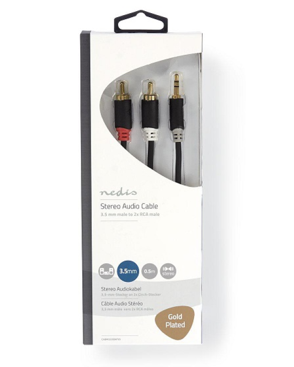 Nedis Aux провод 3.5 mm -> 2x RCA 0.5m Черный