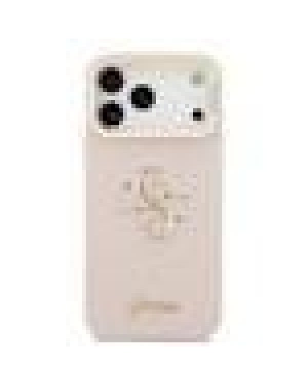 Guess PU Grained 4G Logo Stand Camera Frame Case Защитный чехол для iPhone 17 Pro Max / розовый