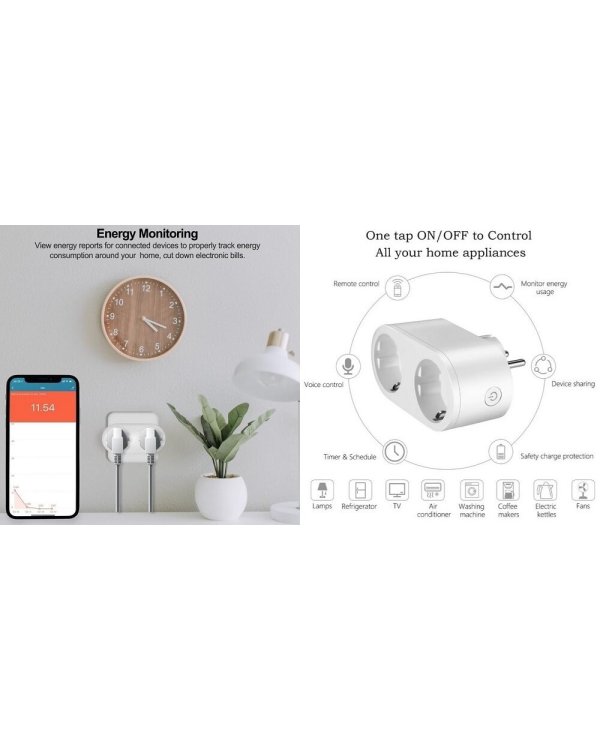 TUYA HS084134 Двойная розетка Wi-Fi