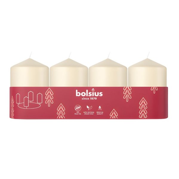 Bolsius Цилиндрические Свечи 4шт 60x40mm Cream