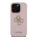 Guess PU Grained 4G Metal Logo Case Защитный чехол для iPhone 15 Pro / розовый