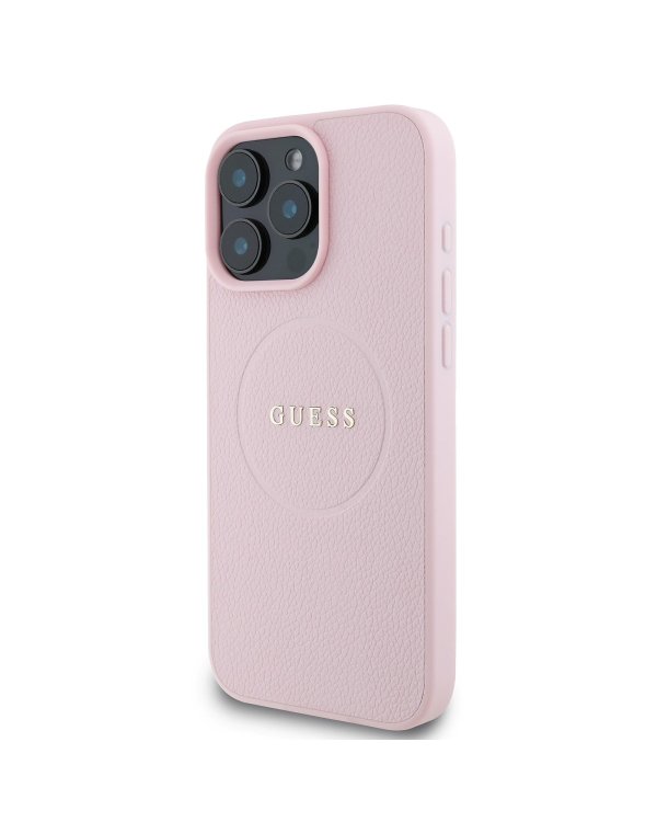 Guess PU Grained Classic Logo MagSafe Case Защитный чехол для iPhone 16 Pro / розовый