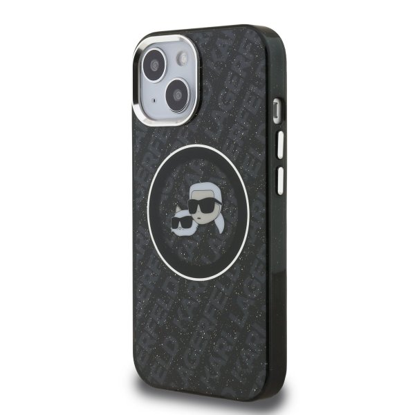 Karl Lagerfeld IML K&CH Heads Repeated Logo MagSafe Case Защитный чехол для iPhone 15 / чёрный