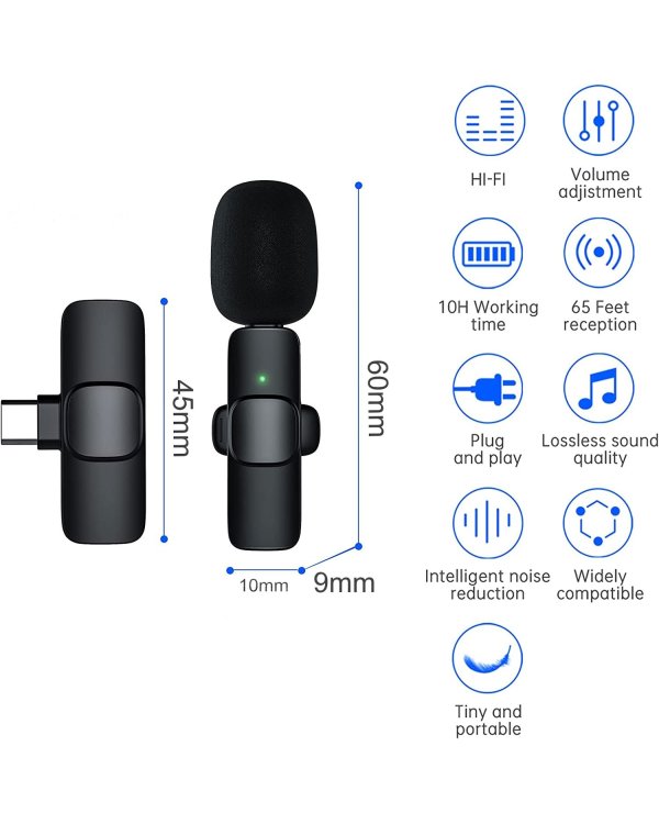 Дополнительное изображение книги «RoGer K9 Dual Digital 360° Беспроводные петличные микрофоны USB-C / Lightning / -42dB / 20m»