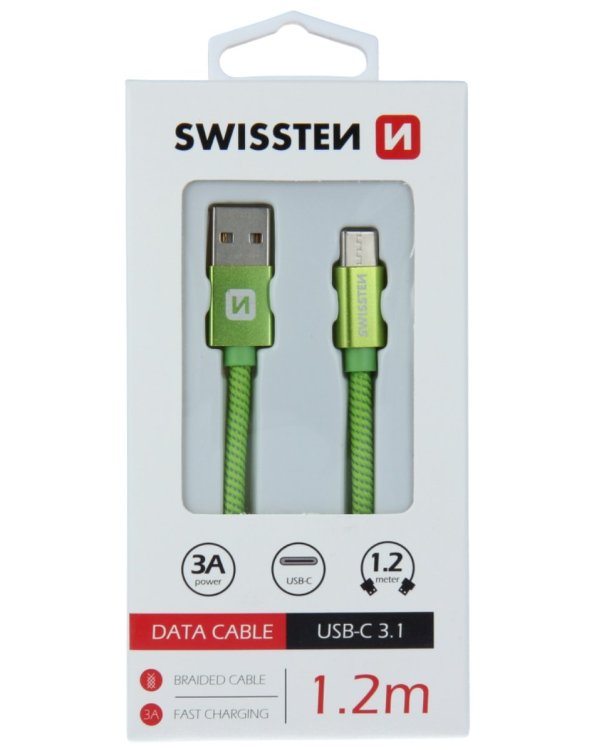 Swissten Textile Универсальный Quick Charge 3.1 USB-C USB Кабель данных 1.2м