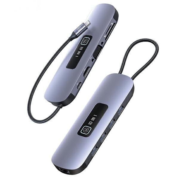 Usams 10in1 Адаптер 3x USB 3.0 / TF / SD / USB-C / HDMI / RJ45 / VGA PD100W / Hub Usams 10in1 Адаптер 3x USB 3.0 / TF / SD / USB-C / HDMI / RJ45 / VGA PD100W / Hub