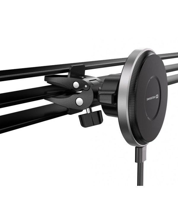 Swissten Airhold Магнитный автомобильный держатель с беспроводным зарядным устройством 15W / 7.5W (совместим с MagSafe)