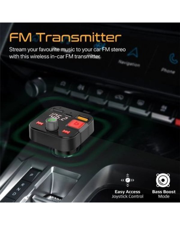PROMATE PowerTune-30W Bluetooth FM Transmitter QC3.0 / PD30W / USB / Hands-free