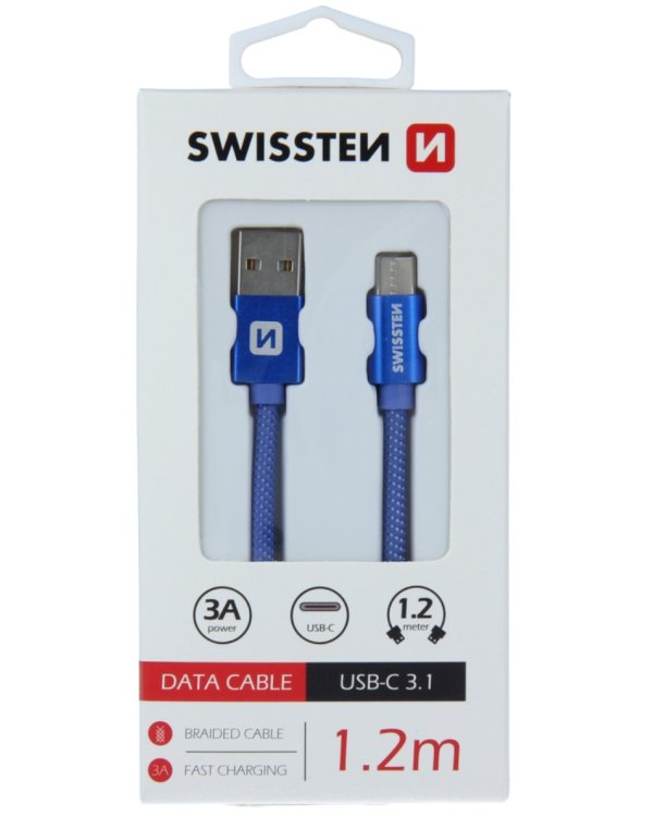 Swissten Textile Универсальный Quick Charge 3.1 USB-C USB Кабель данных 1.2м
