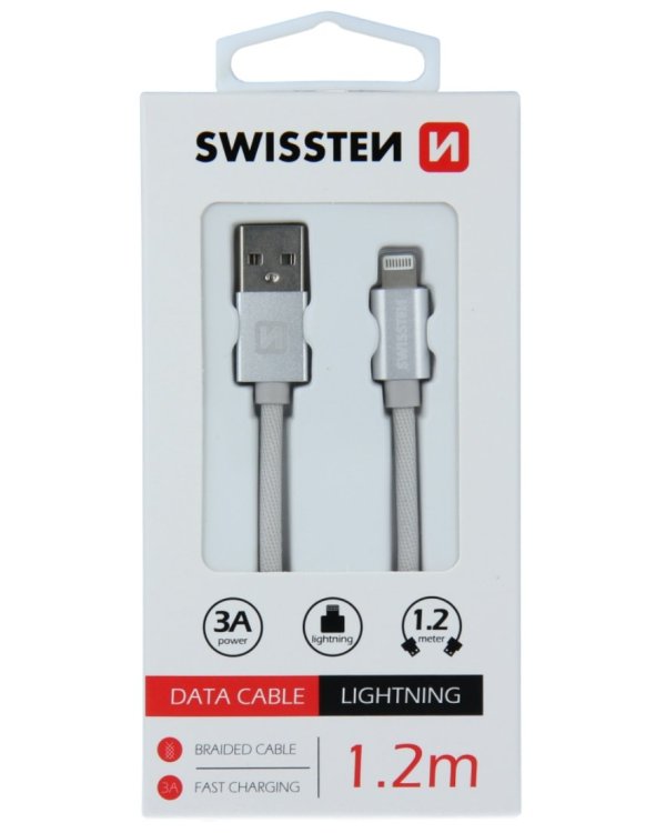 Swissten Textile Fast Charge 3A Lightning Кабель Для Зарядки и Переноса Данных 1.2m
