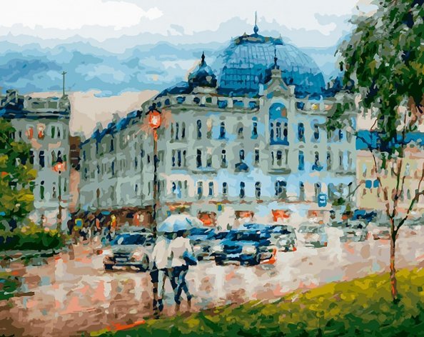 Живопись на холсте "Дыхание вечернего дождя", 40x50 см