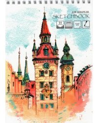 Скетчбук для акварели на гребне Башня в Европе, 24 листа, А5