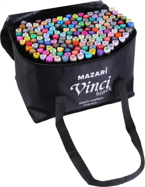 Набор маркеров для скетчинга двусторонние Vinci Black, 168 цветов