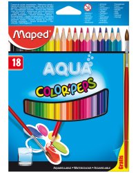 Карандаши цветные акварельные "Color Peps Aqua", 18 цветов + кисть