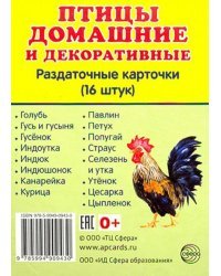 Раздаточные карточки &quot;Птицы домашние и декоративные&quot;  (16 штук)