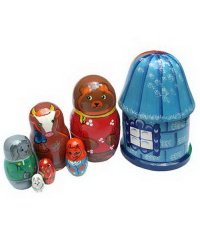 Матрёшка "Лубяная избушка", 7 персонажей