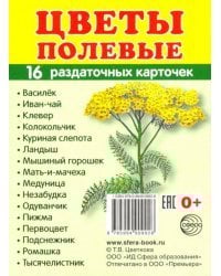 Раздаточные карточки &quot;Цветы полевые&quot; (16 карточек)