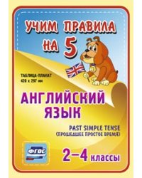 Английский язык. Past Simple Tense (прошедшее простое время). 2-4 классы. Таблица-плакат. ФГОС