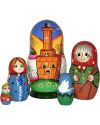 Матрешка-сказка "Гуси-Лебеди", 5 в 1