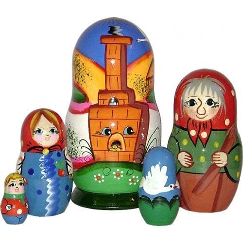 Матрешка-сказка "Гуси-Лебеди", 5 в 1