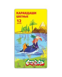 Карандаши цветные Каляка-Маляка шестигранные с заточкой в металлическом пенале (12 цветов)