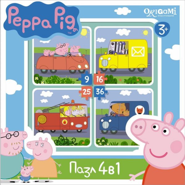 Обложка книги «Пазл 4 в 1 "Peppa Pig. Транспорт", арт. 01597»
