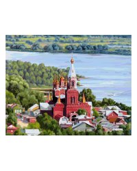 Живопись на холсте "Храм над Самарой", 40х50 см