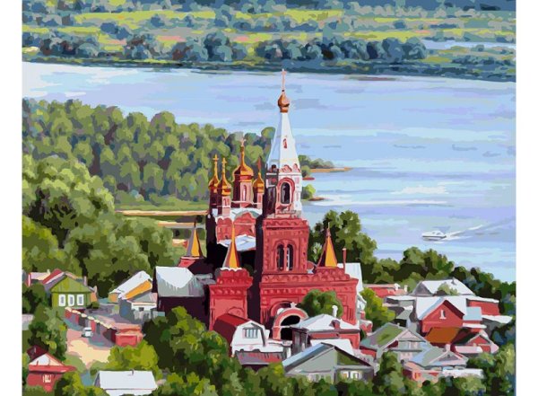 Обложка книги «Живопись на холсте "Храм над Самарой", 40х50 см»