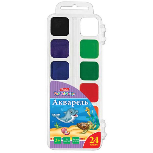 Акварель медовая "Дельфины", 24 цвета