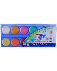 Акварель &quot;Перламутрики&quot;, 12 цветов, без кисти, перламутровая