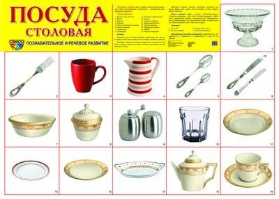 Демонстрационный плакат. Посуда столовая