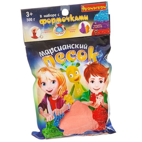 Марсианский песок, 500 грамм, 10 формочек, оранжевый