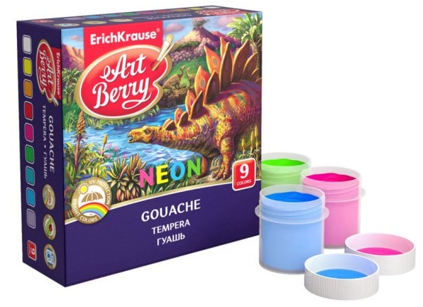 Гуашь Гуашь "ArtBerry. Неон", с УФ защитой яркости, 9 цветов, 20 мл