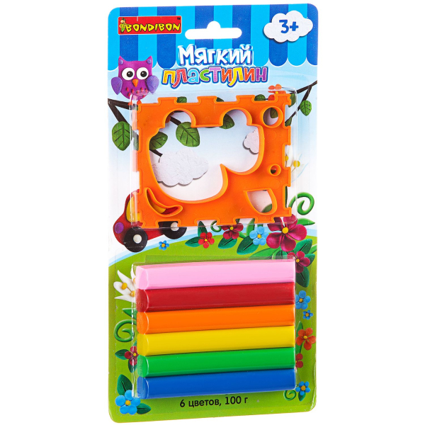 Мягкий пластилин с формочкой, 6 цветов