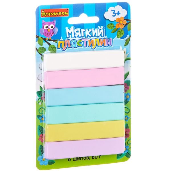Мягкий пластилин, 6 цветов