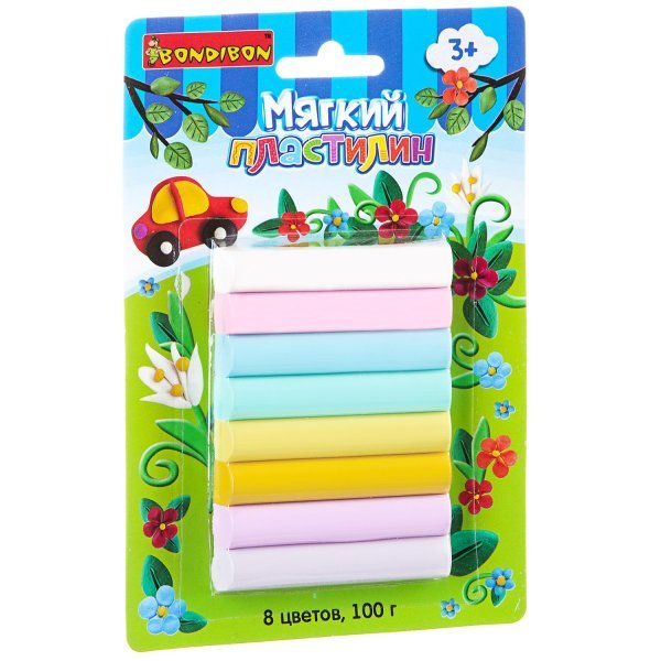 Мягкий пластилин, 8 цветов